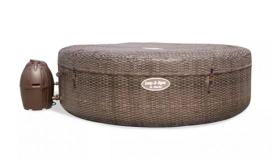 Lay-Z-Spa St Moritz Hot Tub Rattan Design Inflatable Spa with Freeze Shield Technology