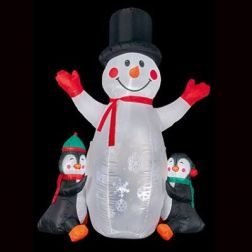 1.8m Inflatable Snowman and Penguins with Projector