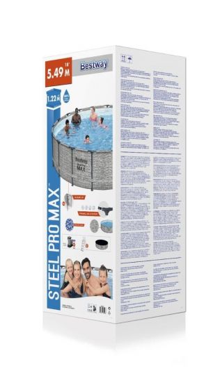 Bestway Steel Pro MAX Stone 18' x 48"/5.49m x 1.22m Pool Inc Pump & Ladder