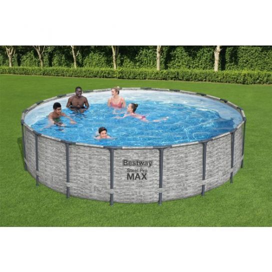 Bestway Steel Pro MAX Stone 18' x 48"/5.49m x 1.22m Pool Inc Pump & Ladder