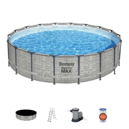 Bestway Steel Pro MAX Stone 18' x 48"/5.49m x 1.22m Pool Inc Pump & Ladder