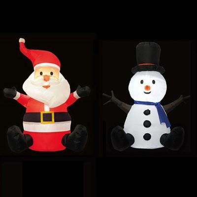 1.1m Inflatable Xmas Character Santa and Snowman