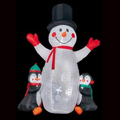 1.8m Inflatable Snowman and Penguins with Projector
