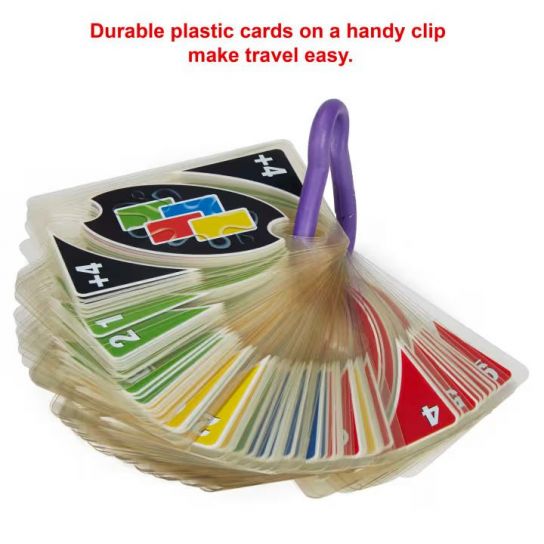Mattel Games UNO H2O to GO, durable water-resistant card game for beach and snow trips, 108 cards, ages 7+, P1703